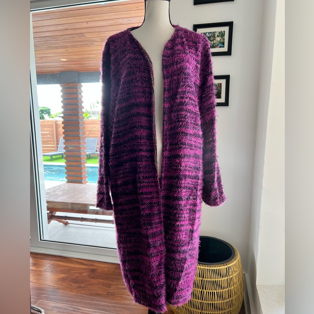 Chicos Design Duster Cardigan Multi Color Size 3